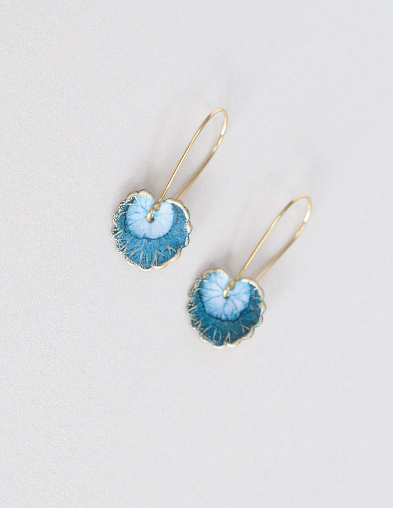 Blue Lily Leaf Earrings