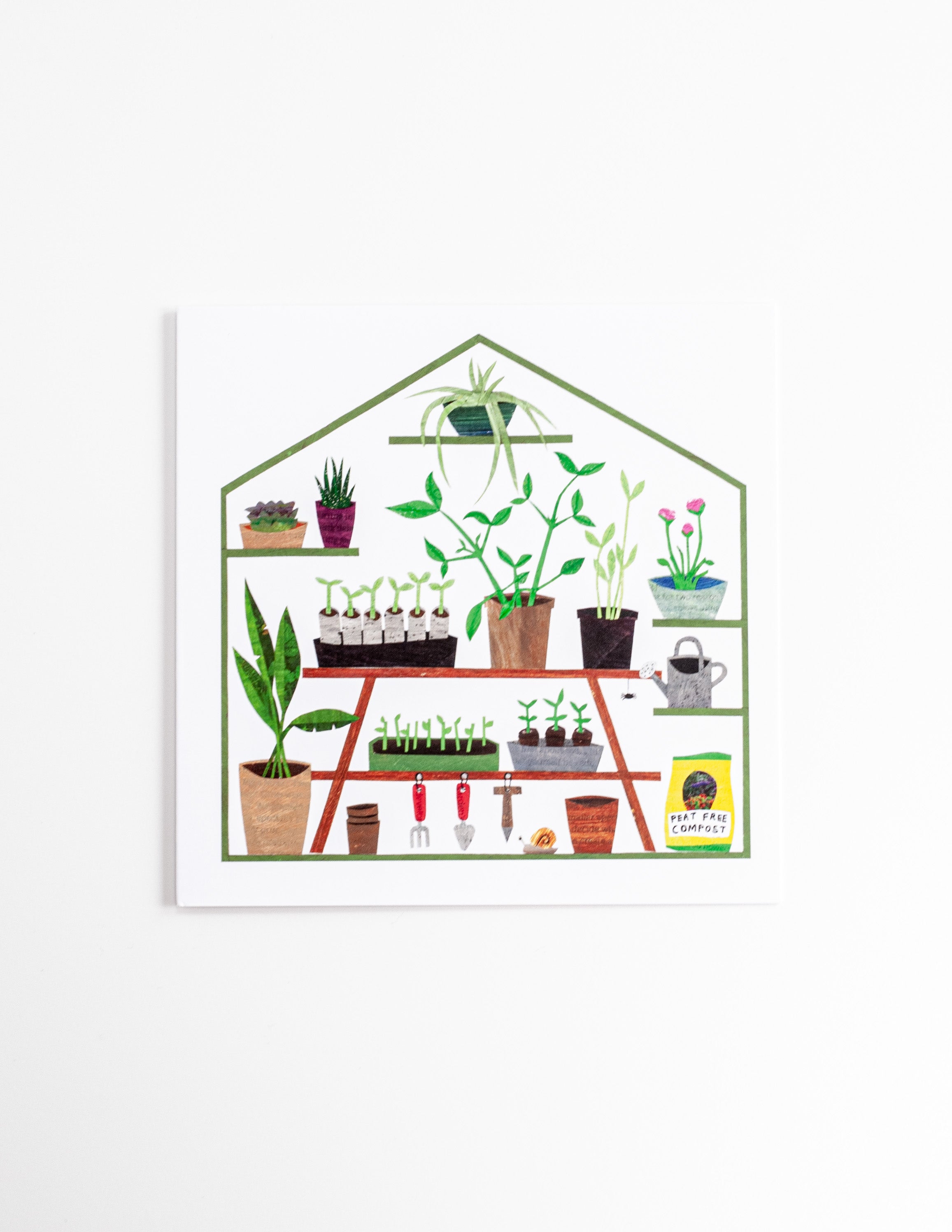 Gardeners Greenhouse. Greetings Card.