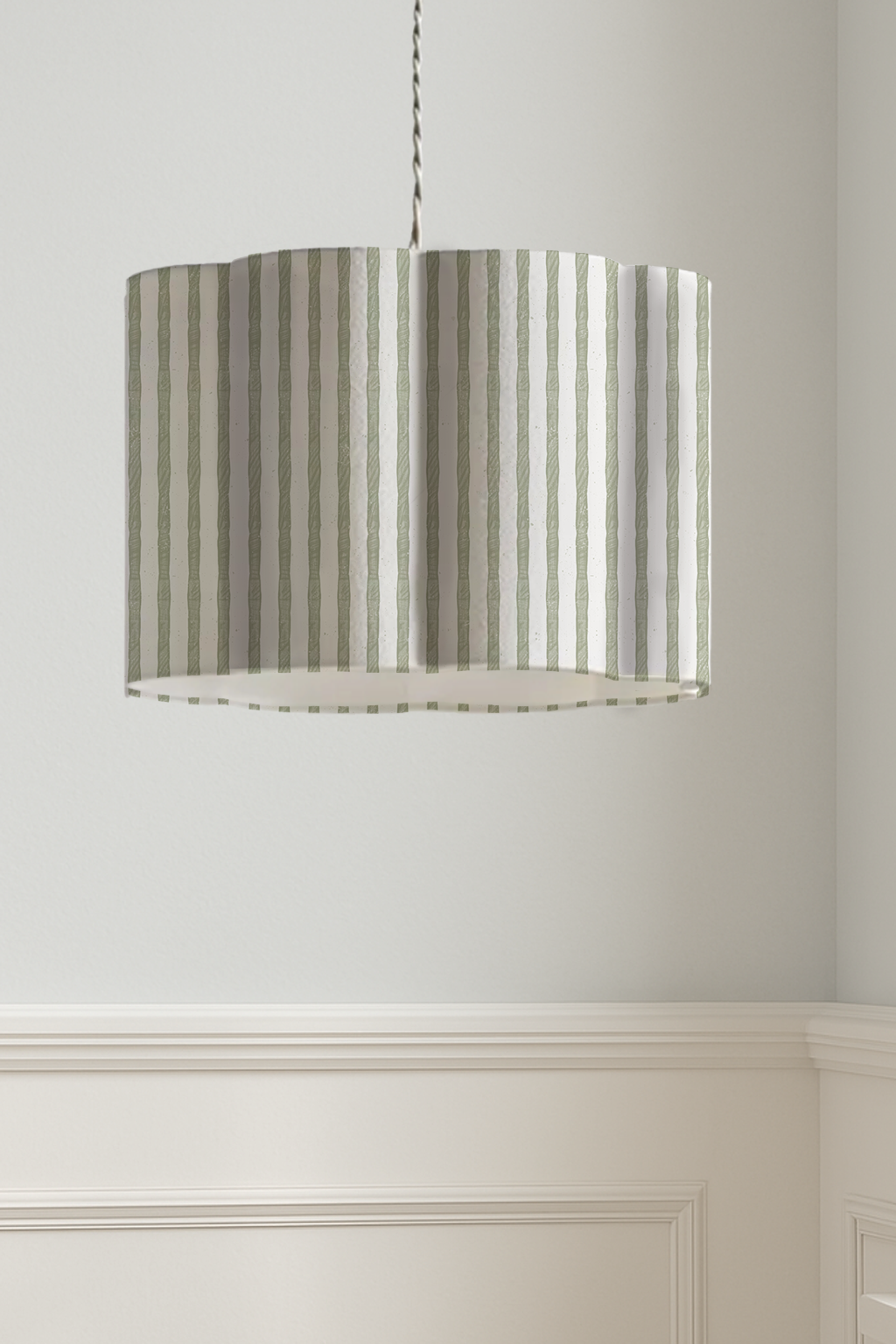 Snow Drop Stripe Scallop-Edge Drum Lampshade