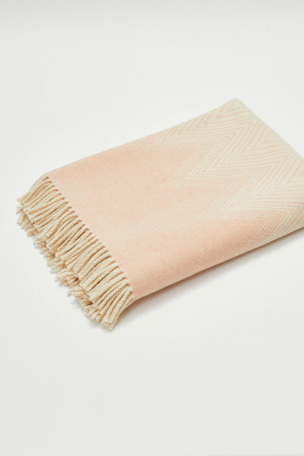 Seashell Pink Chevron Recycled Wool Blanket