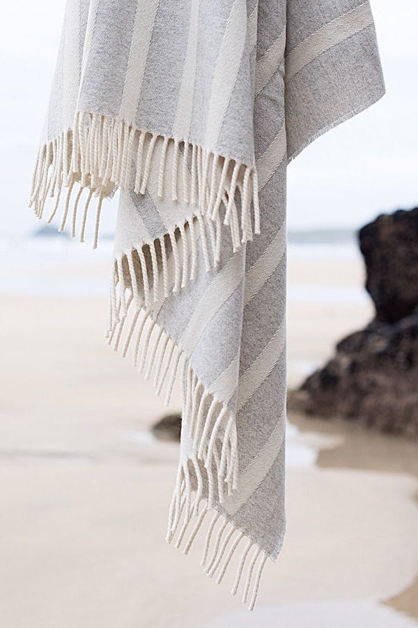 Grey Stripe Recycled Wool Blanket
