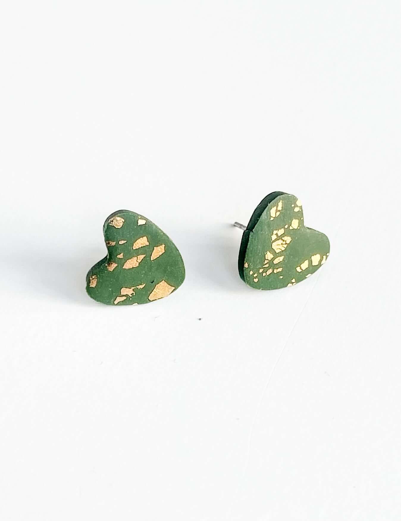 Moody Green Heart Earrings