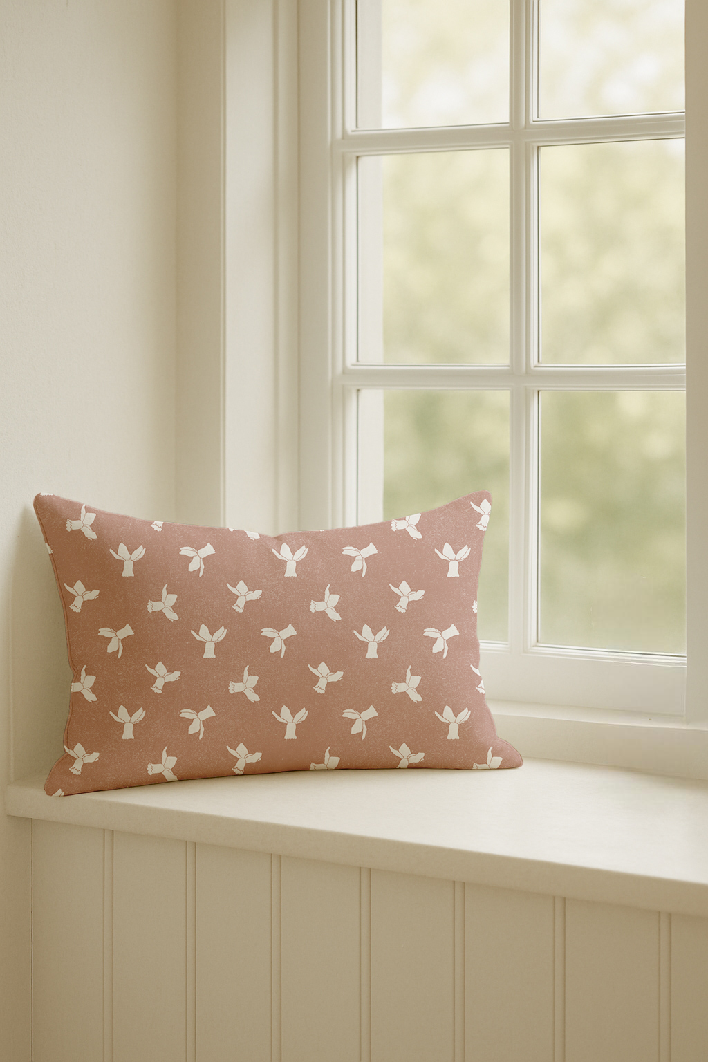 Daffodil Drift – Clay Botanical Cushion in Cotton-Linen