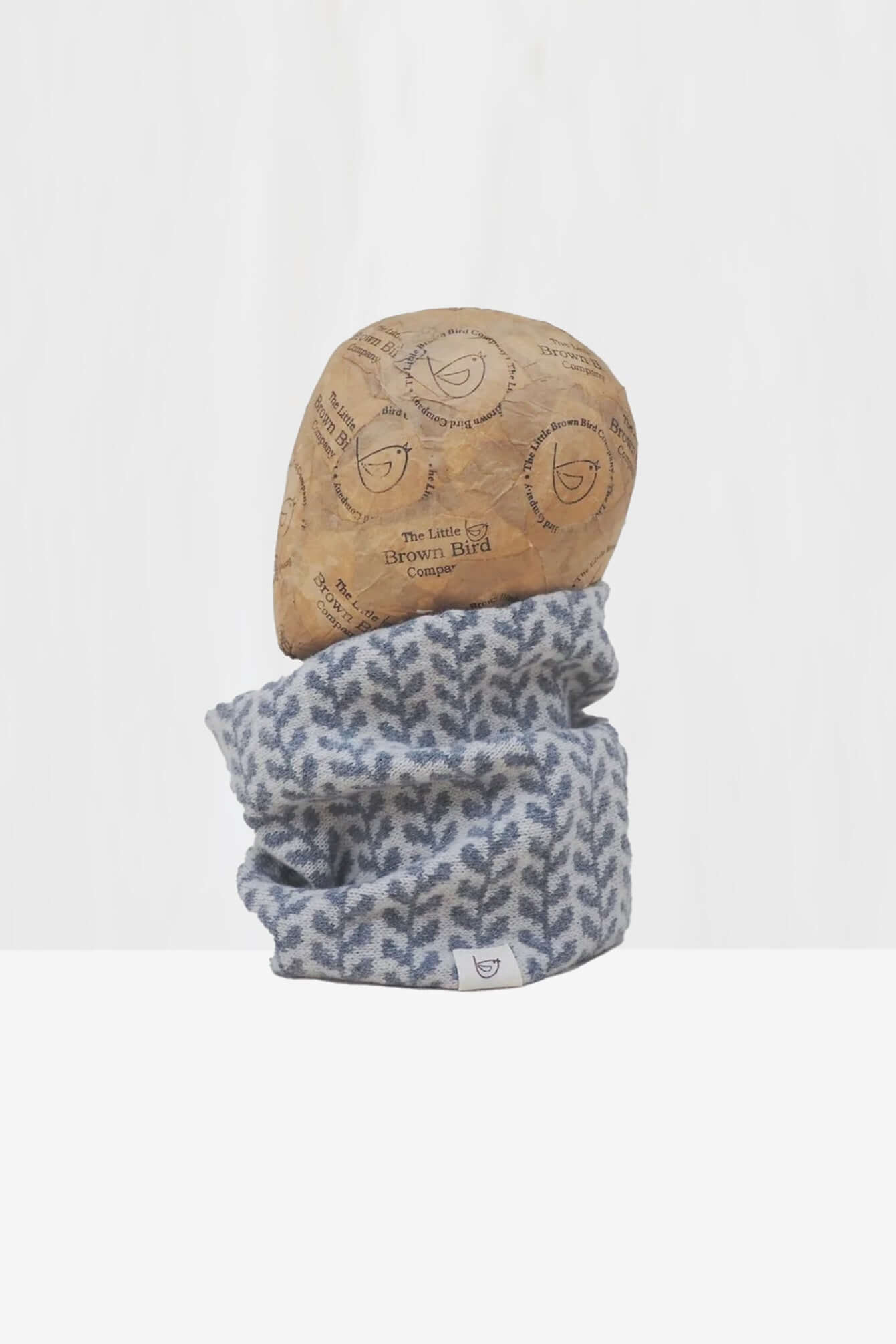 Frost Blue Leaf Snood , Handcrafted Merino Wool