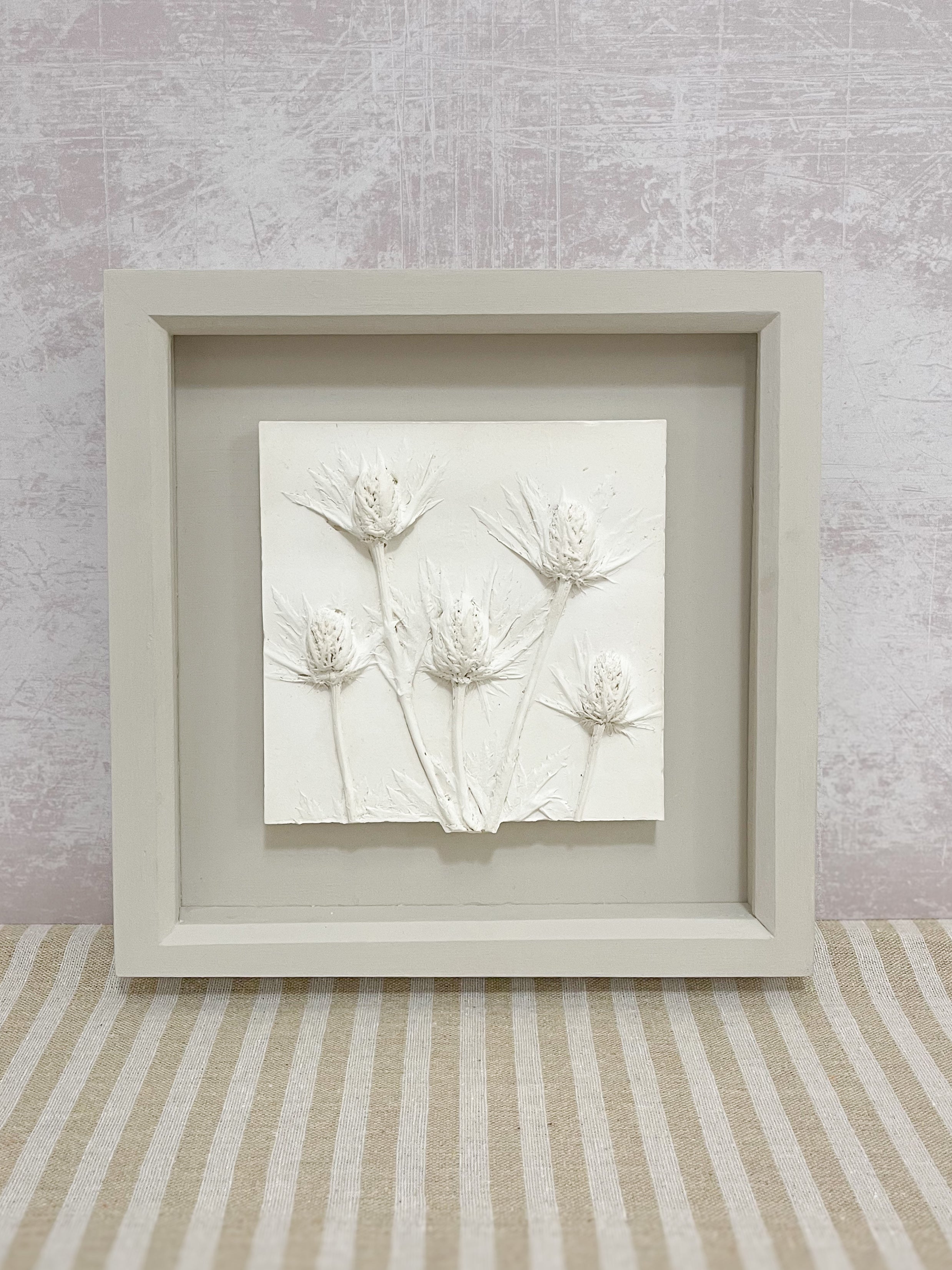 Thistle Botanical Relief - Neutral Tones - Framed
