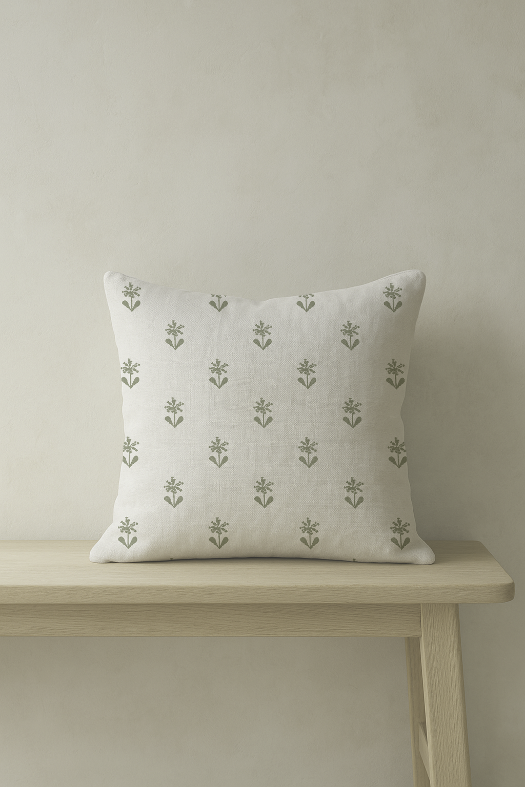 Primula Path – Floral Repeat Cushion in Cotton-Linen