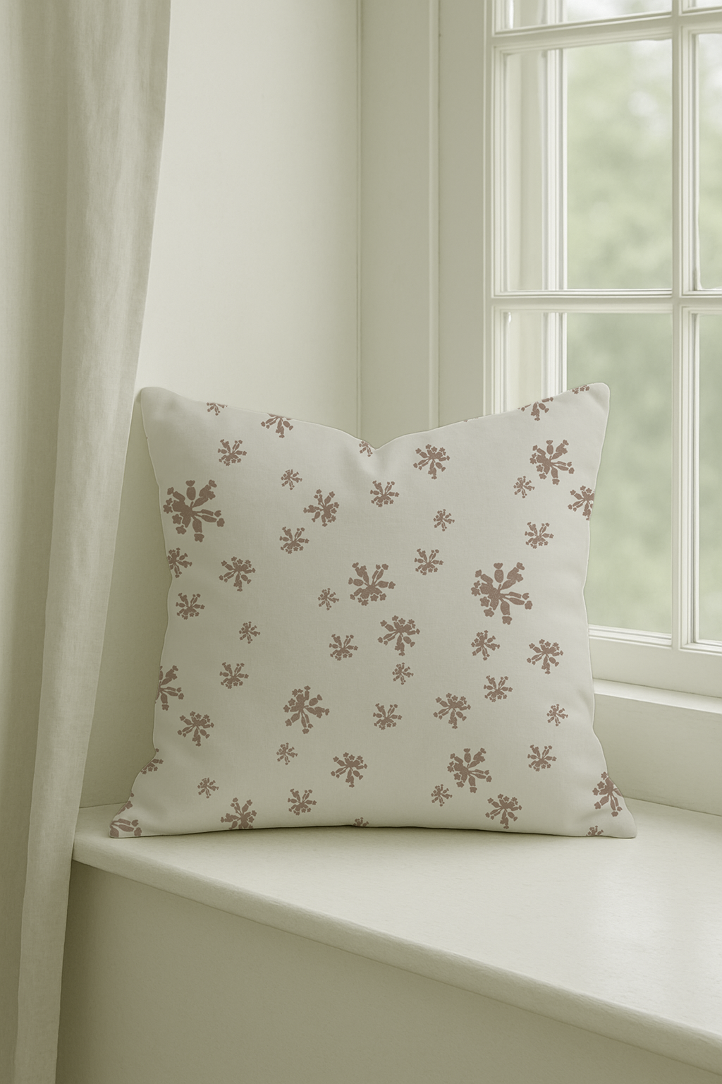 Primula Scatter – Clay | Cream Floral Repeat Cushion in Cotton-Linen